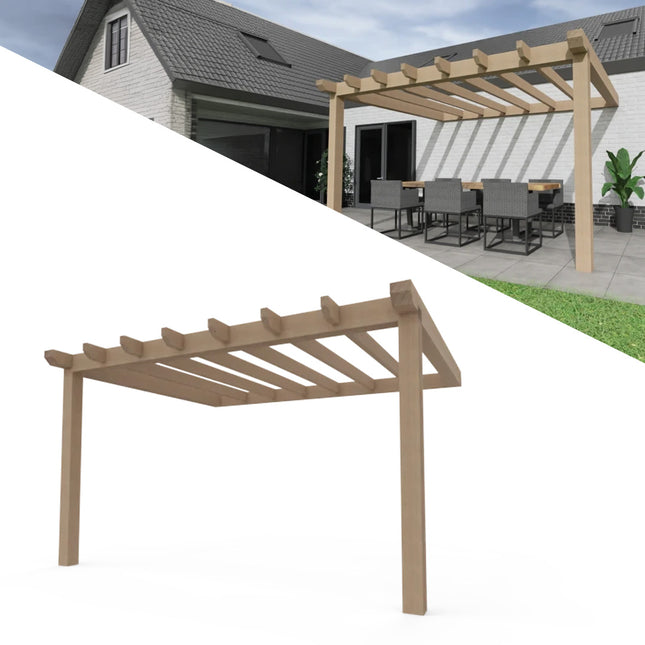 Aanbouw Veranda Douglas 3000mm diep - 150mm balken – fijn bezaagd