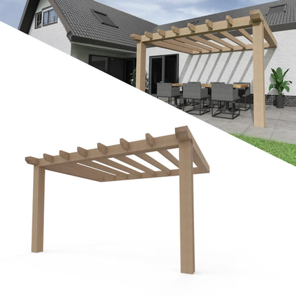 Aanbouw Veranda Douglas 3000mm diep - 190mm balken – geschaafd