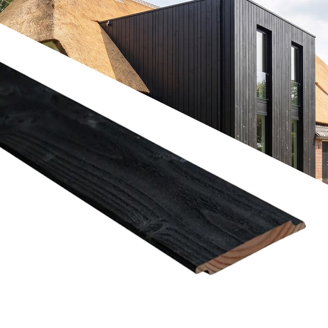 Thermisch Vuren - Grenen Channelsiding Zwart 18x143 mm