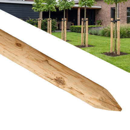 Vuren palen onbehandeld geschild