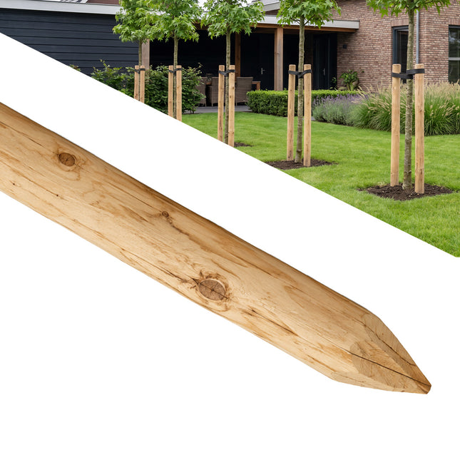 Vuren palen onbehandeld geschild