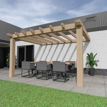 Aanbouw Veranda Douglas 3000mm diep - 190mm balken – geschaafd