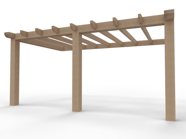 Aanbouw Veranda Douglas 3500mm diep - 200mm balken – fijn bezaagd